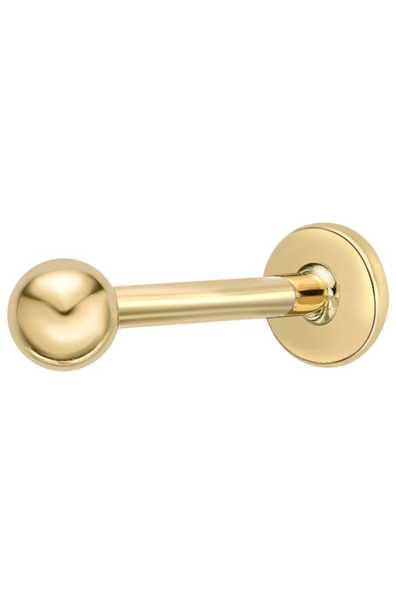 14K Gold 16 Gauge 3MM Micro Labret Stud With Hollow Ball
