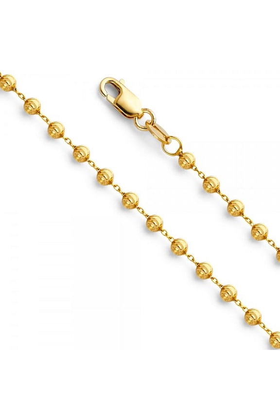 14K Gold 2.4mm Moon-Cut Ball Chain :  18"