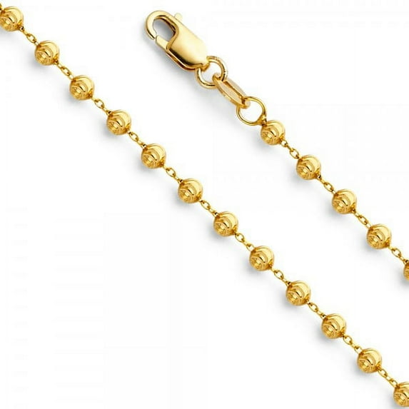 14K Gold 2.4mm Moon-Cut Ball Chain : 22"