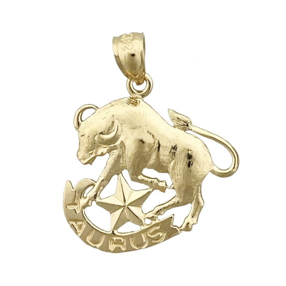 14K Gold 20MM Zodiac Taurus Pendant