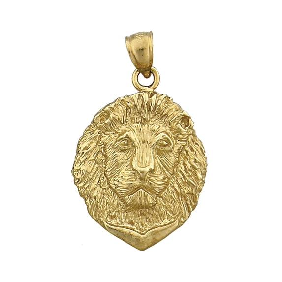 14K Gold 24MM Lion Head Pendant