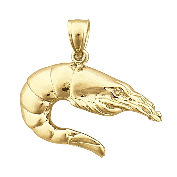 14K Gold 25MM Shrimp Pendant