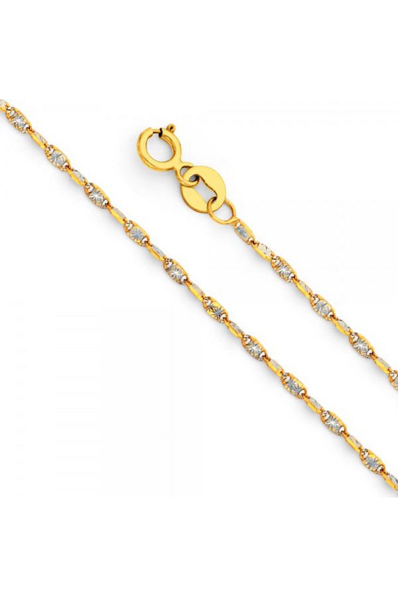 14K Gold 2T 1.4mm Twist Snail Star DC Chain : 18"