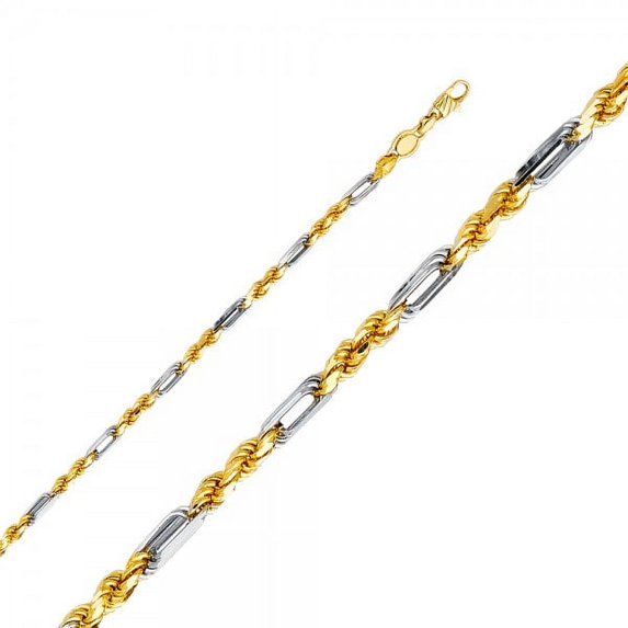 14K Gold 2T 3.5mm Figarope Chain : 20"