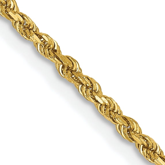 14K Gold 2mm Diamond Cut Rope Chain Necklace 20"