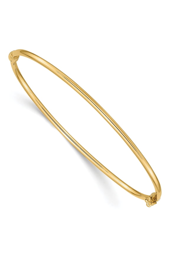 14K Gold 2mm Hinged Bangle Bracelet Jewelry