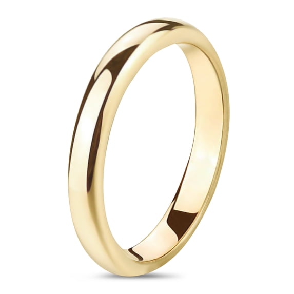 14K Gold 3.10mm Thick Half Round / Half Flat Band Rings for Women and Men - Assorted Colors and Ring Sizes