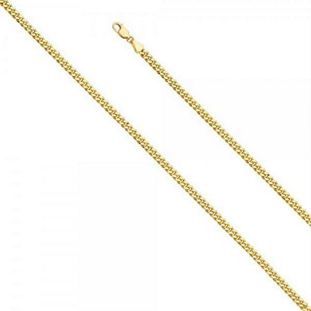 14K Gold 3.7mm Hol Miami Cuban 100 w/Lob lock : 7.5"