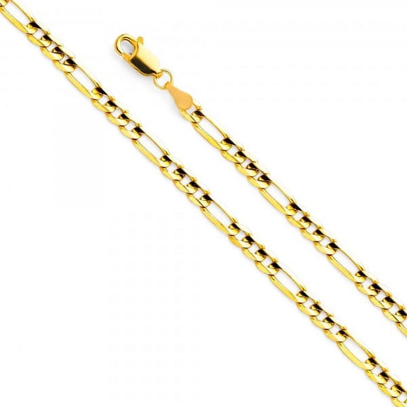 14K Gold 3.8mm Figaro 3+1 Chain : 7.5"