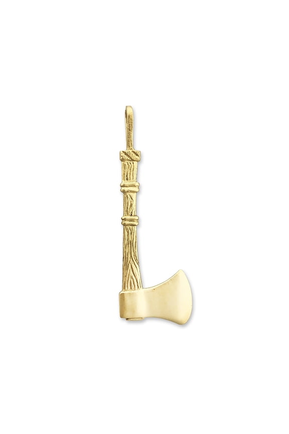 14k Gold 3D Western Axe Pendant Slide