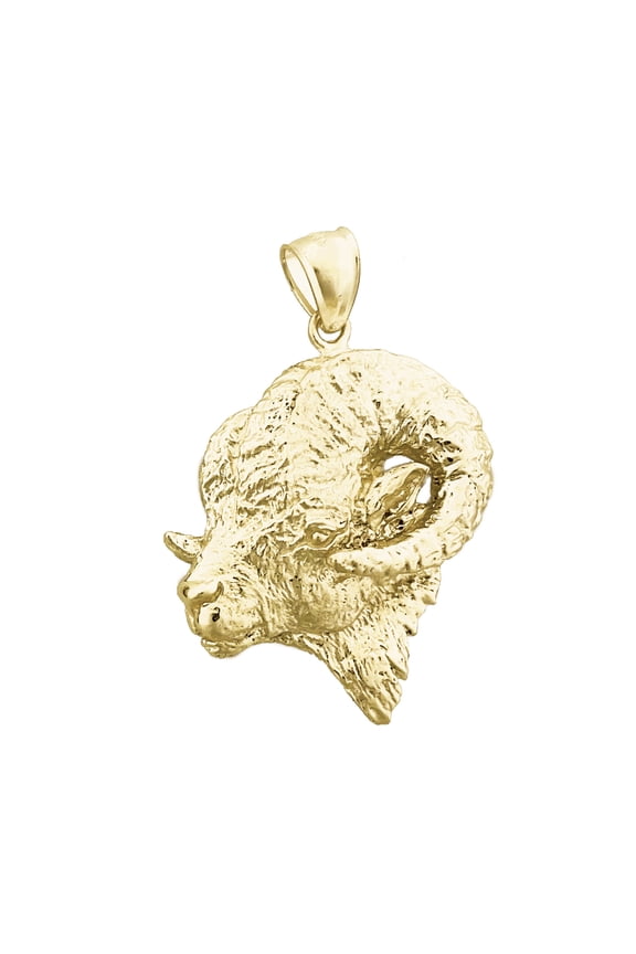 14K Gold 32MM Ram's Head Pendant