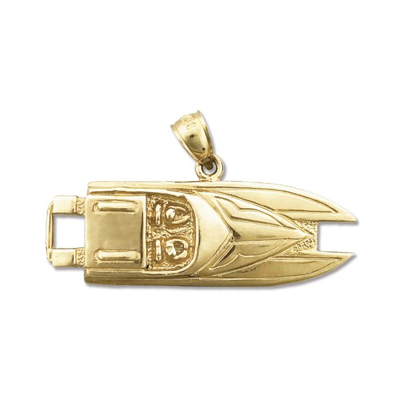 14K Gold 36MM Two Seater Speed Boat Pendant