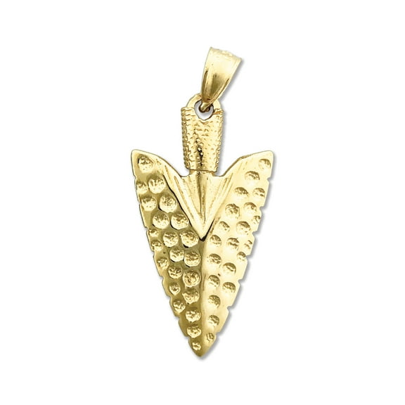 14K Gold 3D Arrowhead Pendant