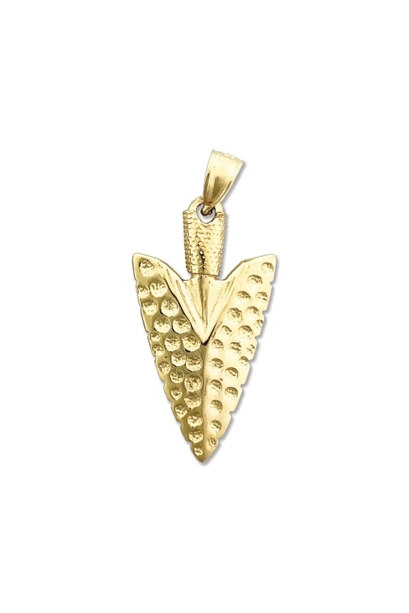 14K Gold 3D Arrowhead Pendant
