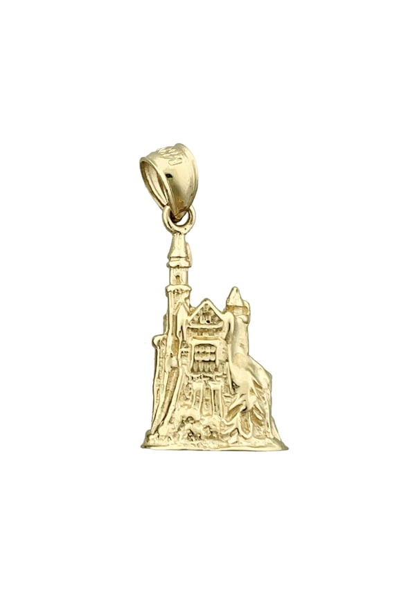 14K Gold 3D Castle Charm