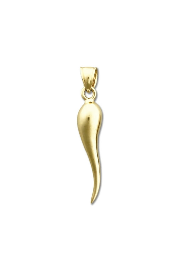 14K Gold 3D Cornicello Italian Horn Pendant