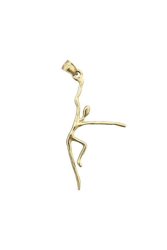 14K Gold 3D Dancer Wire Silhouette Pendant