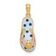 thumbnail image 1 of 14K Gold 3D Enamel Shell On Blue Polka-Dot Flip-Flop Charm, 1 of 4