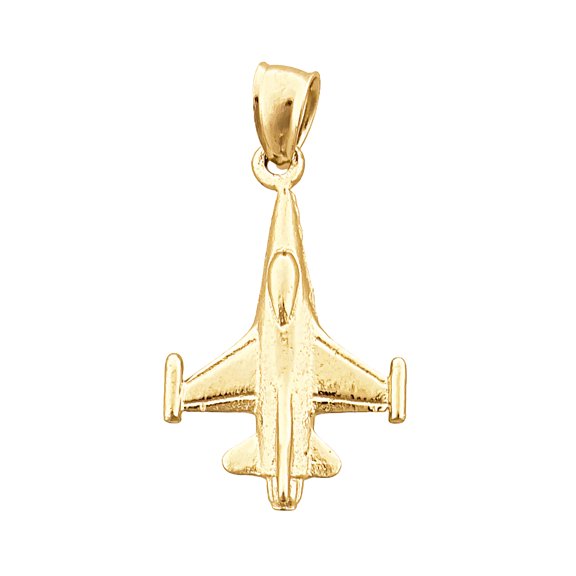 14K Gold 3D F16 Jet Charm