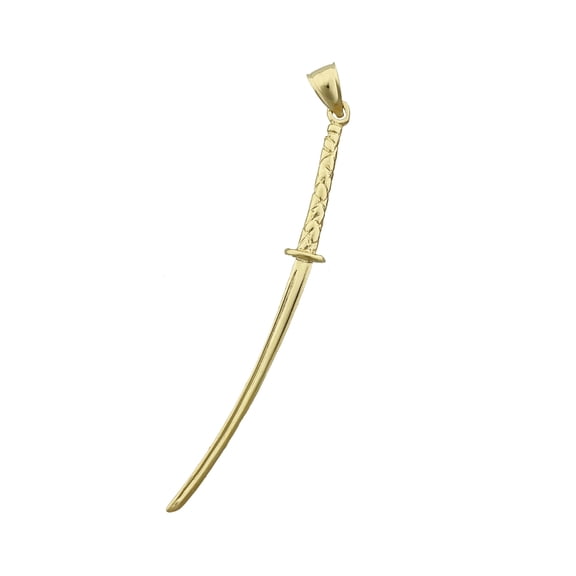 14K Gold 3D Katana Japanese Ninja Samurai Sword Pendant