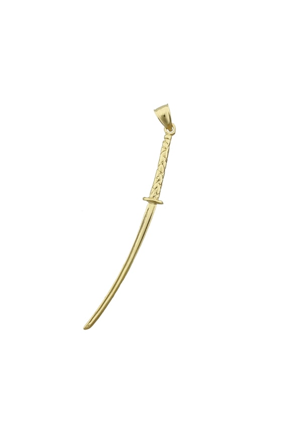 14K Gold 3D Katana Japanese Ninja Samurai Sword Pendant