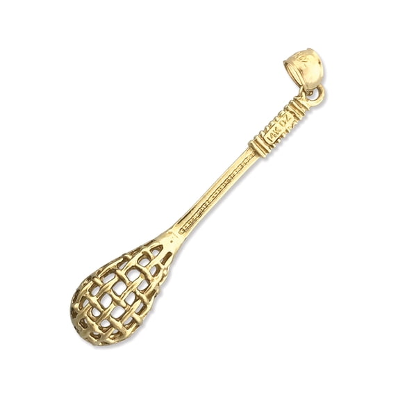 14K Gold 3D Lacrosse Pendant
