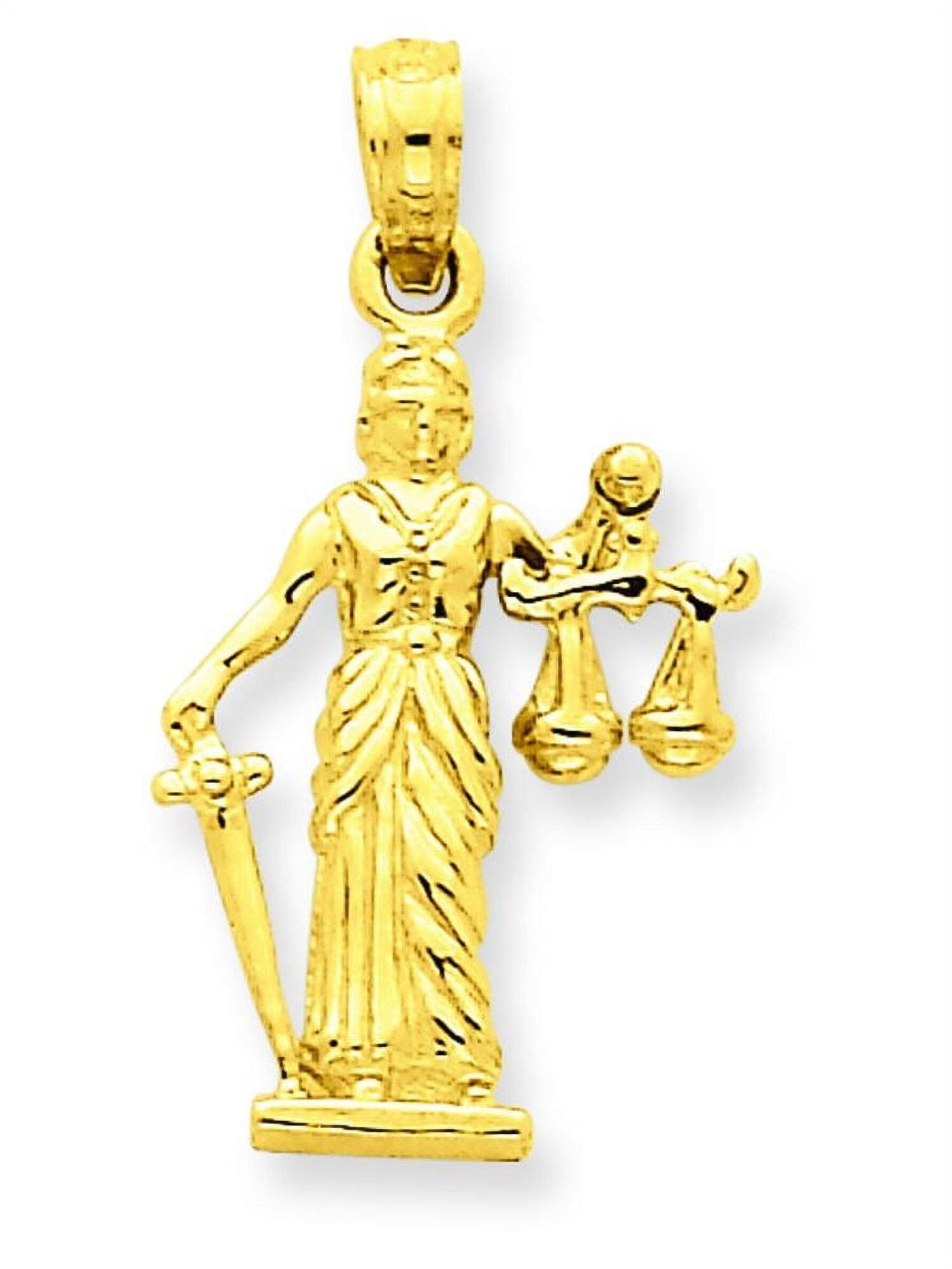 14K Gold 3D Lady of Justice Moveable Scales Charm