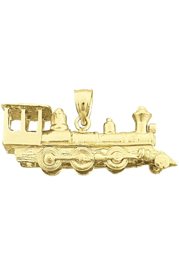 14K Gold 3D Locomotive Train Pendant