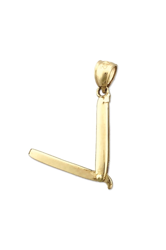 14K Gold 3D Moveable Barber Straight Razor Charm