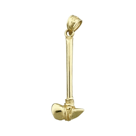 14K Gold 3D Native American Tomahawk Ax Pendant