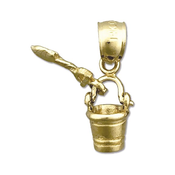 14K Gold 3D Pail and Shovel Mini Charm