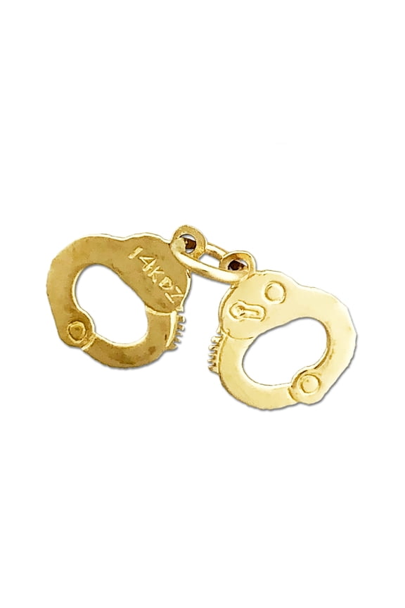 14K Gold 3D Police Handcuffs Charm