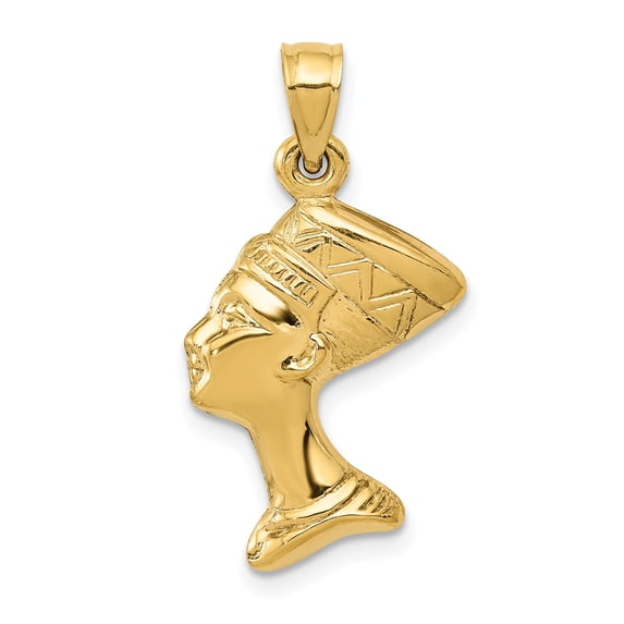 14K Gold 3D Queen Nefertiti Charm Eygptian Pendant