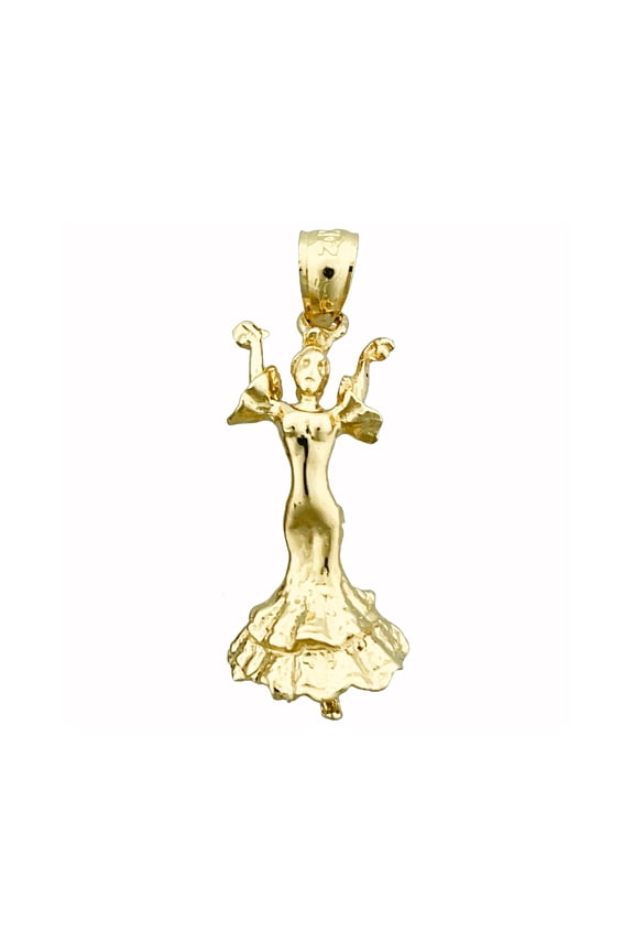 14K Gold 3D Spanish Flamenco Dancer Charm