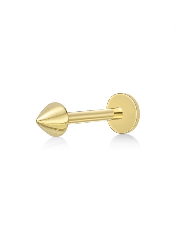 14K Gold 3MM Micro Labret Stud With Cone Spike