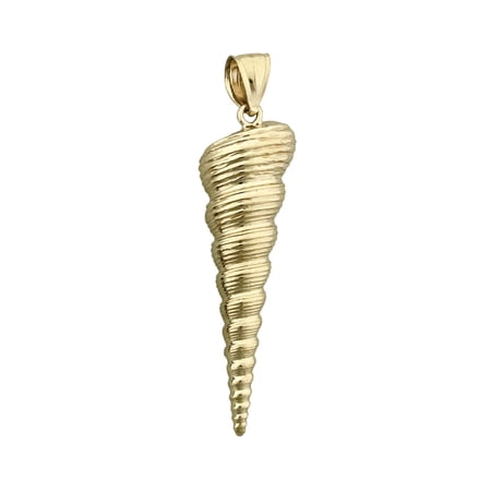 14K Gold 40MM Gastropod Mollusk Auger Seashell Pendant