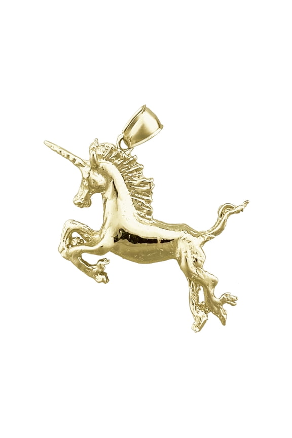 14K Gold 40MM Unicorn Pendant