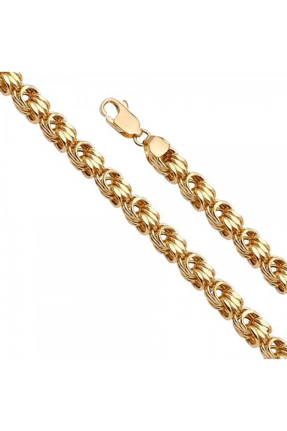 14K Gold 5.3mm Hollow Square Byzantine : 8.5"