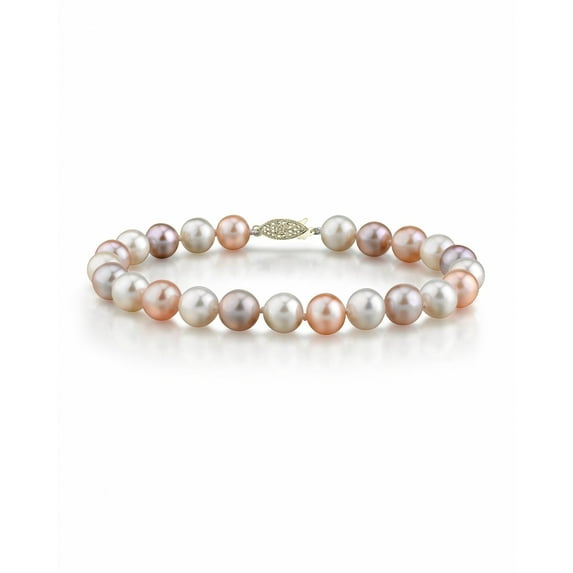 14K Gold 7-8mm Multicolor Freshwater Cultured Pearl Bracelet - AAA Quality