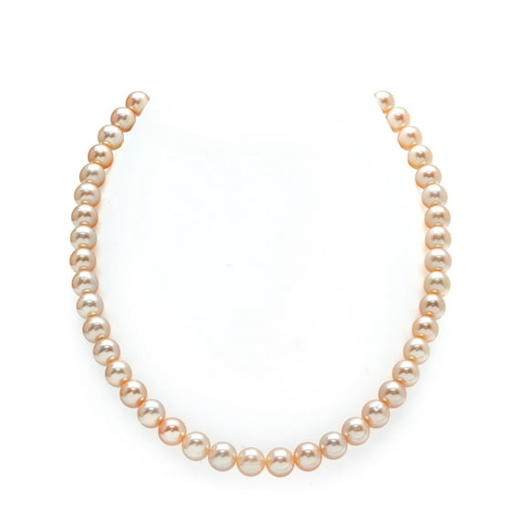 14K Gold 8-9mm AAAA Quality Peach Freshwater Cultured Pearl Necklace for Women in 24 Matinee Length