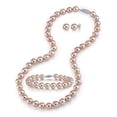 thumbnail image 1 of 14K Gold 8-9mm Pink Freshwater Cultured Pearl Necklace, Bracelet & Earrings Set, 17" - AAAA Quality, 1 of 7