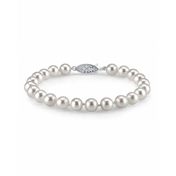 14K Gold 8-9mm White Freshwater Cultured Pearl Bracelet - AAA Quality