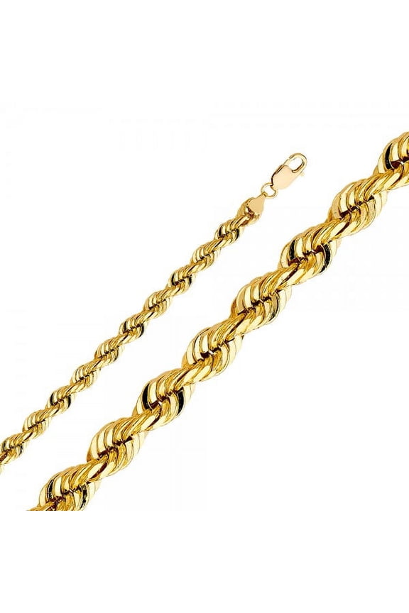 14K Gold 8mm Solid Rope DC Chain : 9"