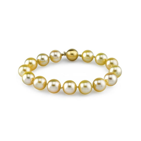 14K Gold 9-10mm Dark Golden South Sea Cultured Pearl Bracelet