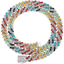 14K Gold Over 925 Silver 10mm Enamel Necklace, Moissanite Hip-Hop Style Cuban Chain, Perfect for Urban Trendsetters or Memorable Celebrations,Fathers Day From Son