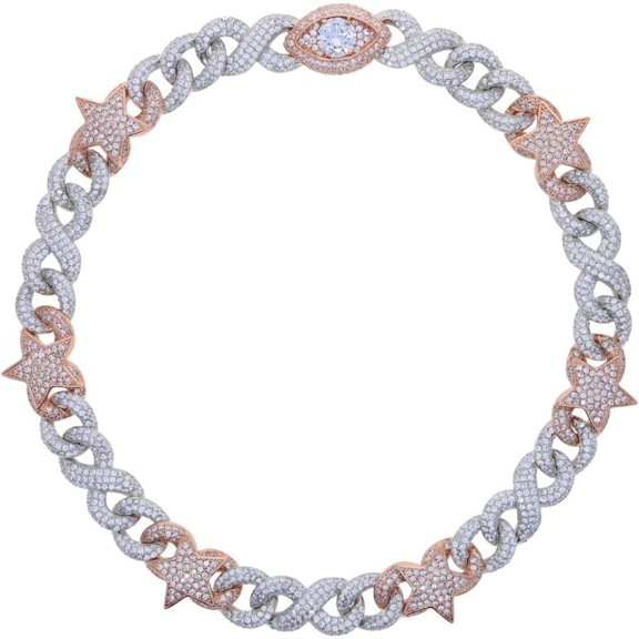 14K Gold Over 925 Silver Cuban Chain for Men with Starry-Eyed Moissanite Pendant – Hip-Hop Dual-Toned Luxury. The Ultimate Gift for the Man Who Stands Out in Every Crowd,Gifts for Dad