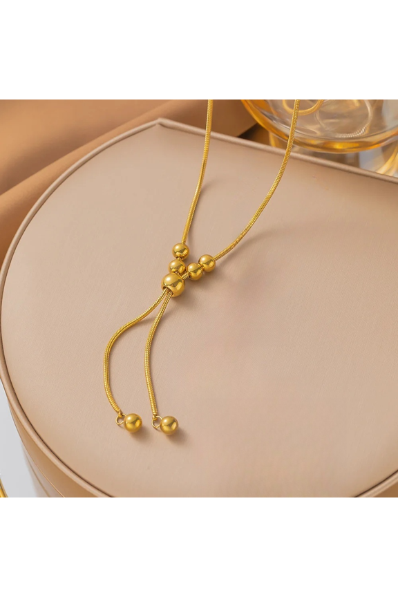 14K Gold Filled Adjustable Pull Ball Rope Chain Necklace, Ladies Elegant Neck Jewelry Holiday Gift