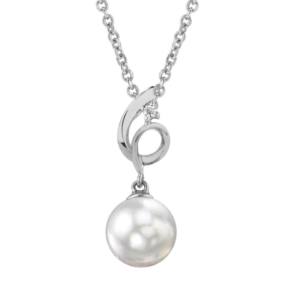 14K Gold Akoya Cultured Pearl & Diamond Symphony Pendant Necklace