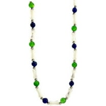 14K Gold Bamboo Bead Necklace, Vintage Green Jade and Shell Bead Design Necklace, Timeless Jewelry for Women