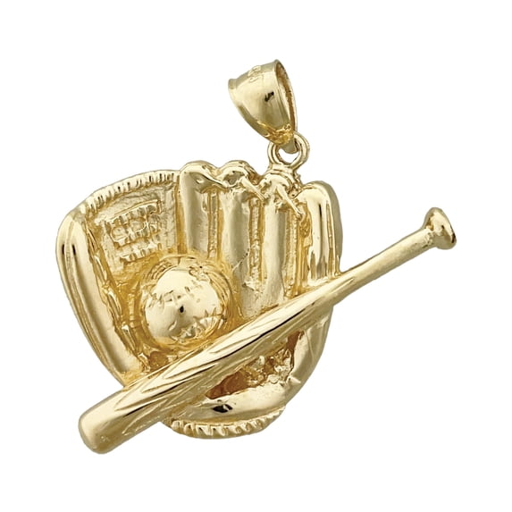 14K Gold Baseball Mitt, Bat and Ball Pendant
